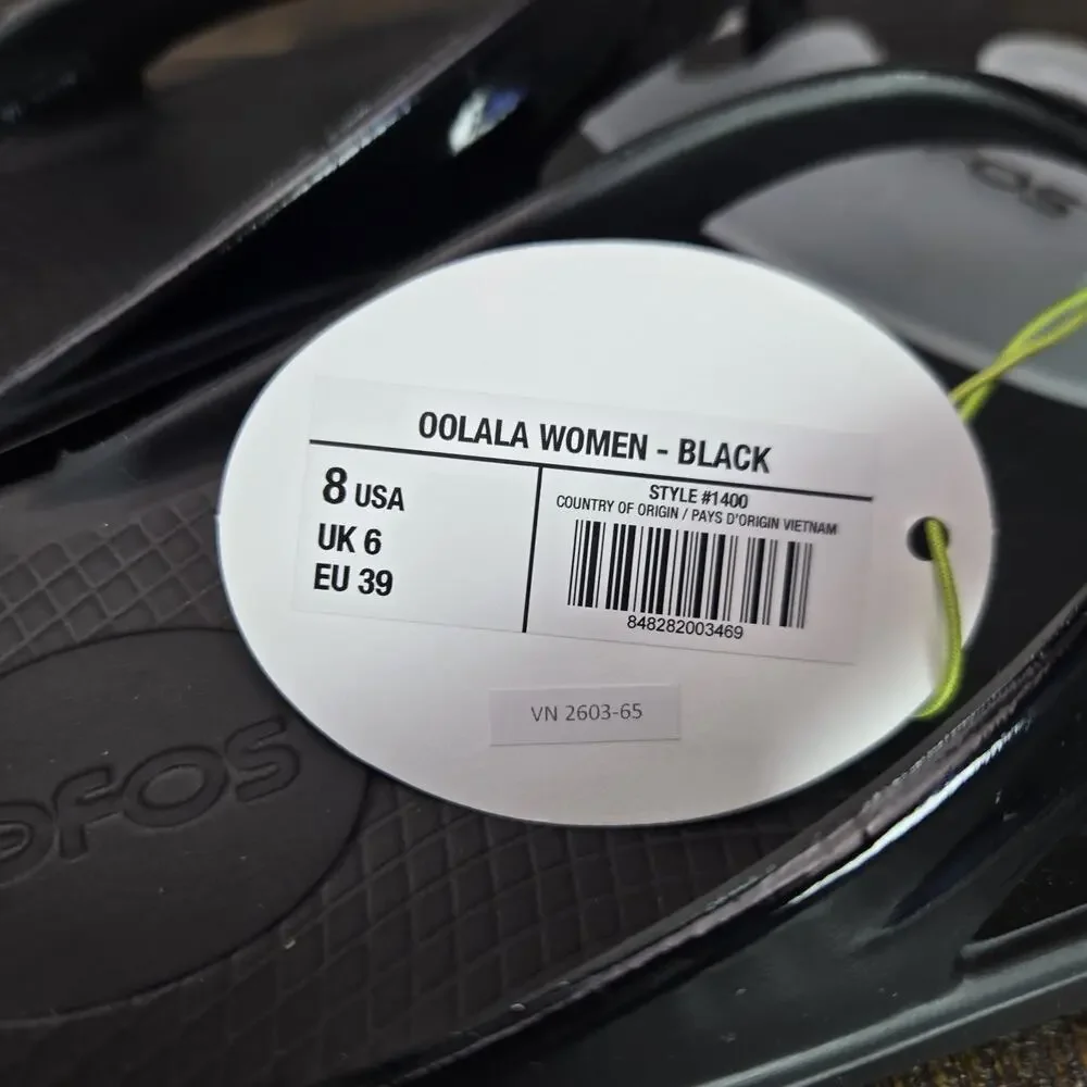 NEW Oofos Oolala Womens Size 8 Recovery Slip-On Comfort Flip Flops Sandals Black